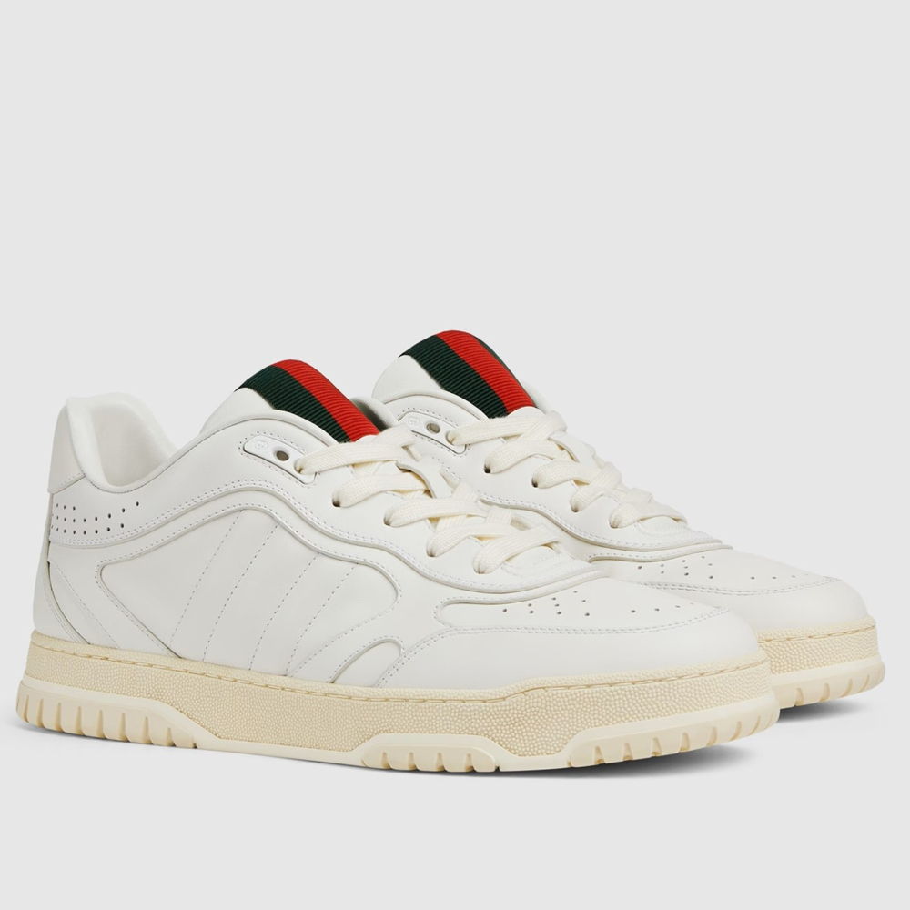 Gucci Men's Re-Web Sneakers in White Leather GGSS24331