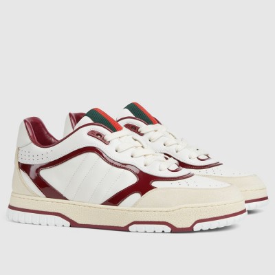 Gucci Men's Re-Web Sneakers in White and Red Leather GGSS24330