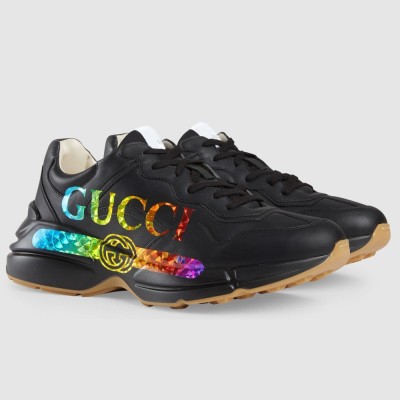 Gucci Men's Rhyton Sneakers with Iridescent Gucci Logo GGSS24343