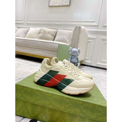 Gucci Men's Rhyton Sneakers with Web Print GGSS24350