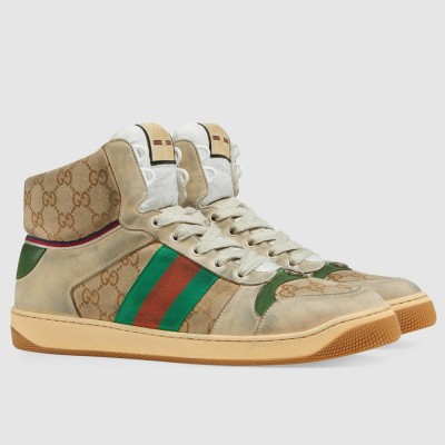 Gucci Men's Screener High-top Sneakers in Beige GG Canvas GGSS24351