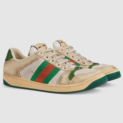 Gucci Men's Screener Sneakers in Distressed Leather GGSS24352