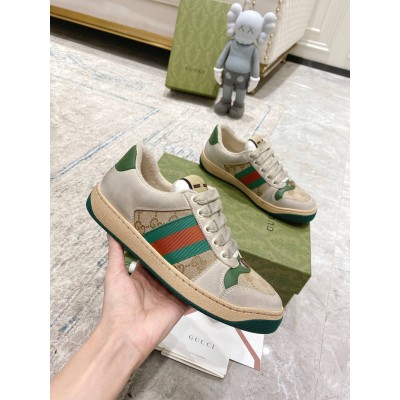 Gucci Men's Screener Sneakers with Green Details GGSS24353