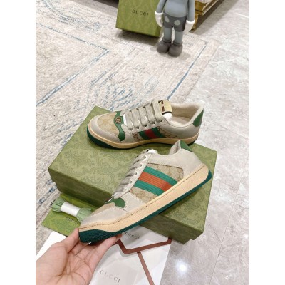 Gucci Men's Screener Sneakers with Green Details GGSS24353