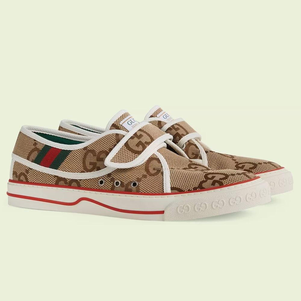 Gucci Men's Tennis 1977 Jumbo GG Sneakers with Velcro Closure GGSS24357