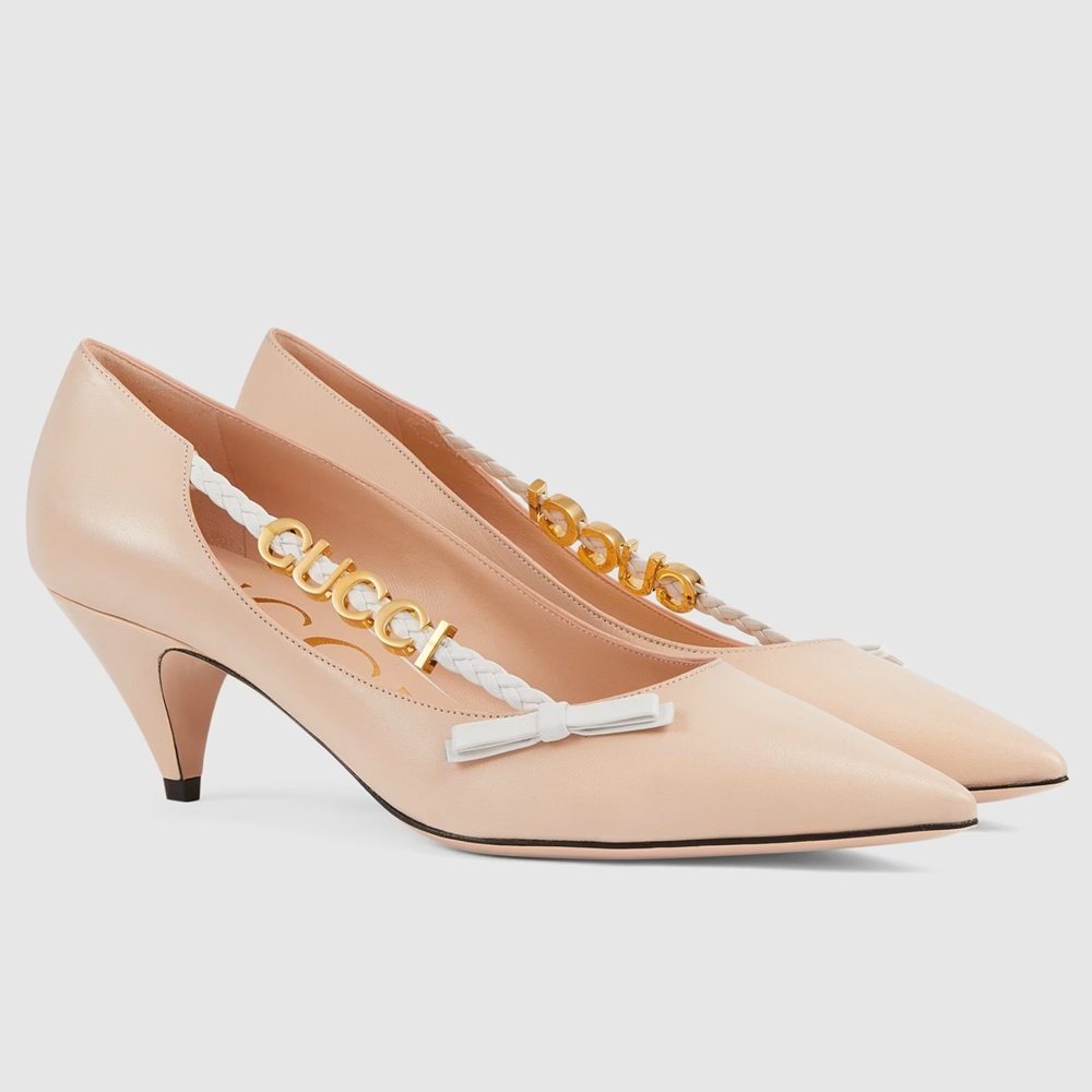 Gucci Pumps in Nude Leather with GUCCI Metal GGSS24153