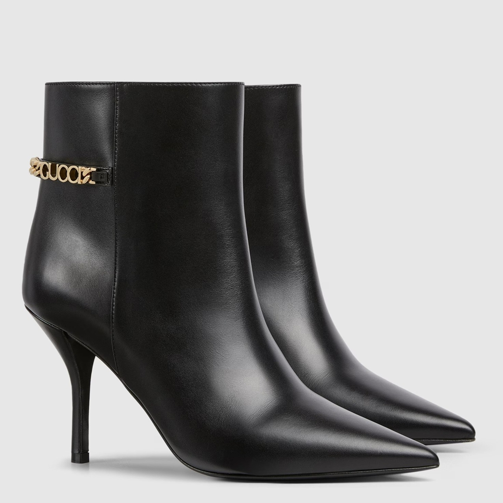 Gucci Signoria Ankle Boots in Black Leather GGSS24023