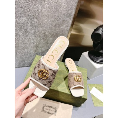 Gucci Slide Sandals in GG Matelasse Canvas with White Leather GGSS24277