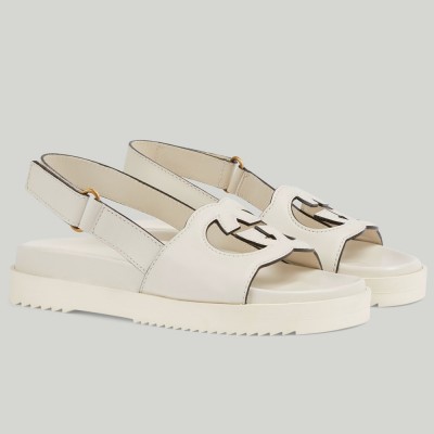 Gucci Slingback Interlocking G Sandals in White Leather GGSS24220