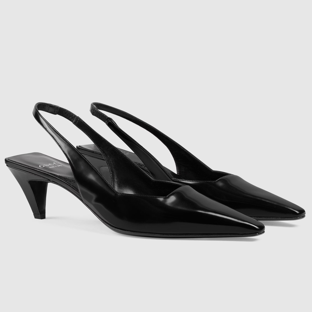 Gucci Slingback Pumps 55mm in Black Patent Leather GGSS24158