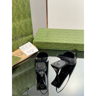 Gucci Slingback Pumps 55mm in Black Patent Leather GGSS24158