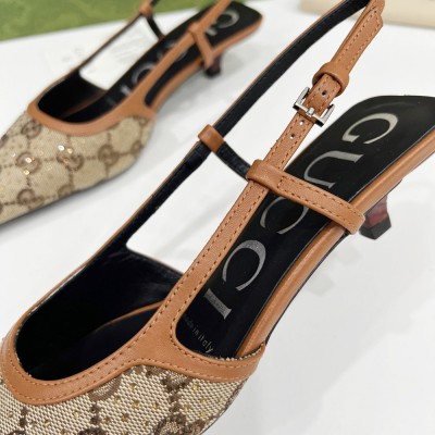 Gucci Slingback Pumps in GG Canvas with Crystals GGSS24166