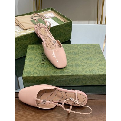 Gucci T-strap Ballet Flats in Light Pink Patent Calfskin GGSS24050