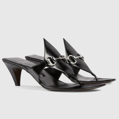 Gucci Thong Sandals 55mm in Black Patent Leather GGSS24223