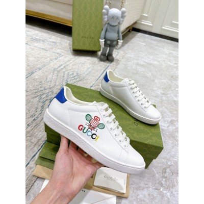 Gucci Women's Ace Sneakers in White Leather with Gucci Tennis GGSS24367