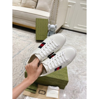 Gucci Women's Ace White Sneakers with Blue & Red Web GGSS24370