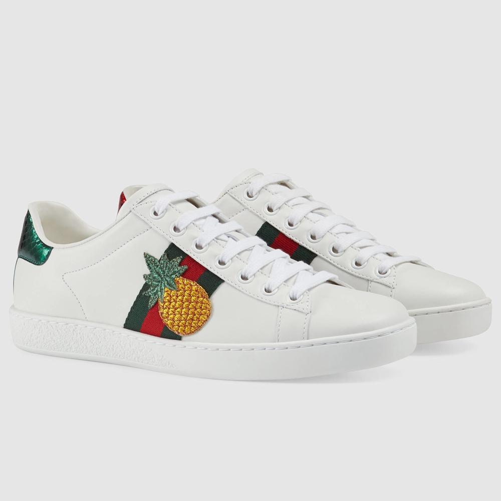 Gucci Women's Ace White Sneakers with Pineapple Embroidered GGSS24372