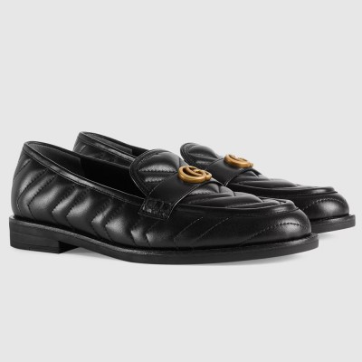 Gucci Women's GG Marmont Loafers In Black Matelasse Leather GGSS24091