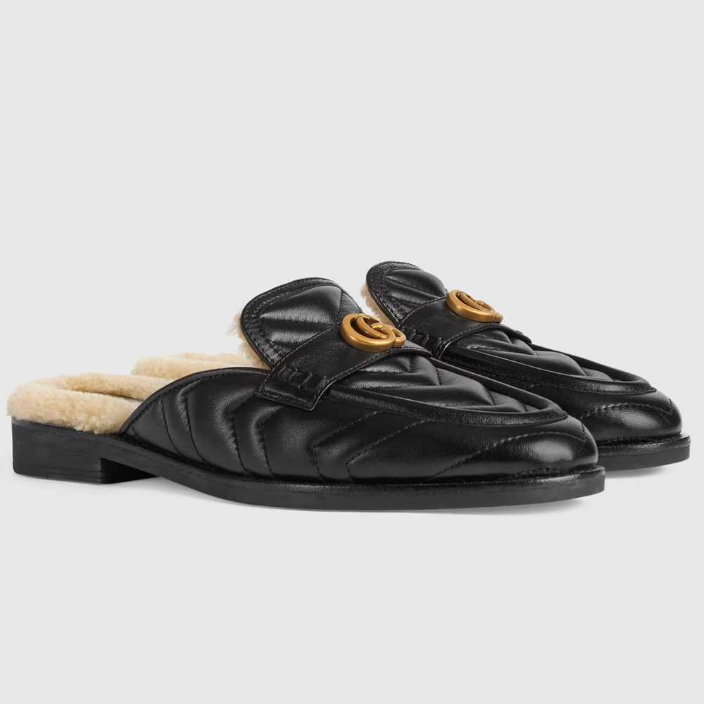 Gucci Women's GG Marmont Slippers with Shearling Lining GGSS24287