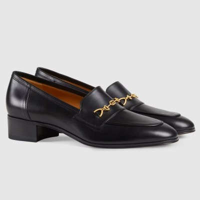 Gucci Women's Interlocking G Horsebit Loafers In Black Leather GGSS24103