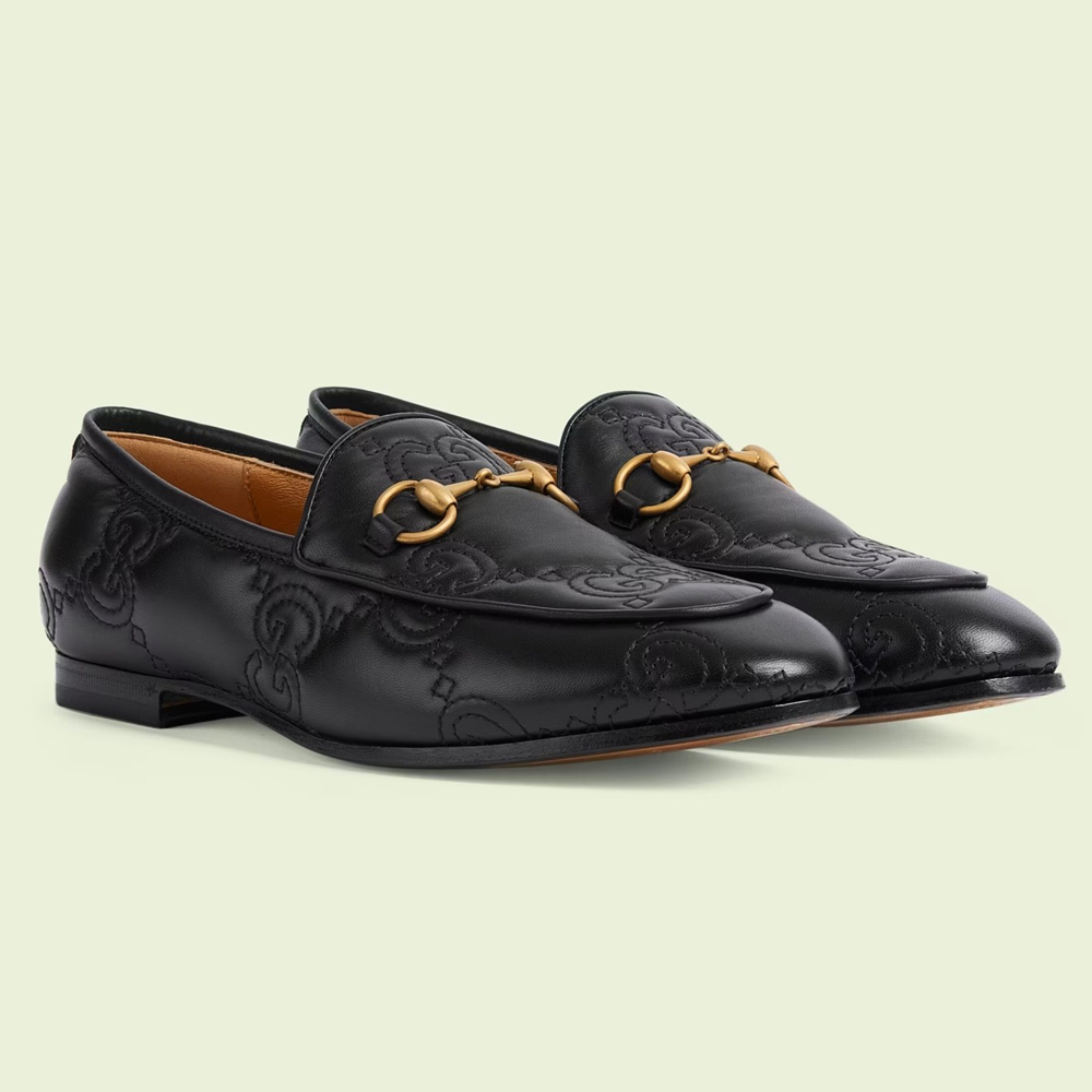 Gucci Women's Jordaan Loafers In Black GG Matelasse Leather GGSS24105