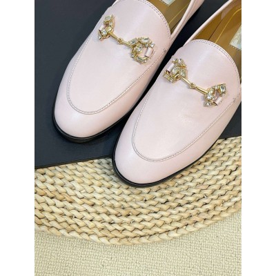 Gucci Women's Jordaan Loafers in Pink Leather with Crystals GGSS24111