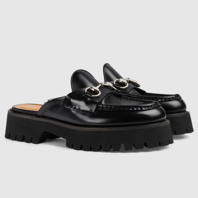 Gucci Women's Mules in Black Leather with Horsebit GGSS24130