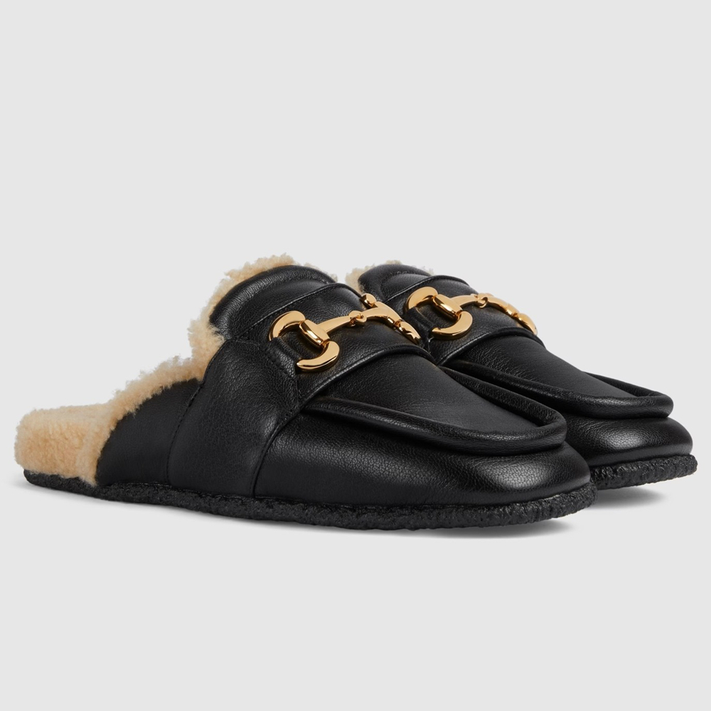 Gucci Women's Mules with Horsebit and Wool Lining GGSS24131