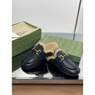 Gucci Women's Mules with Horsebit and Wool Lining GGSS24131