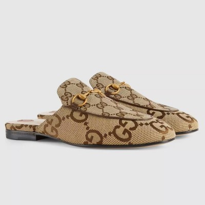 Gucci Women's Princetown Slippers in Beige Jumbo GG Canvas GGSS24288