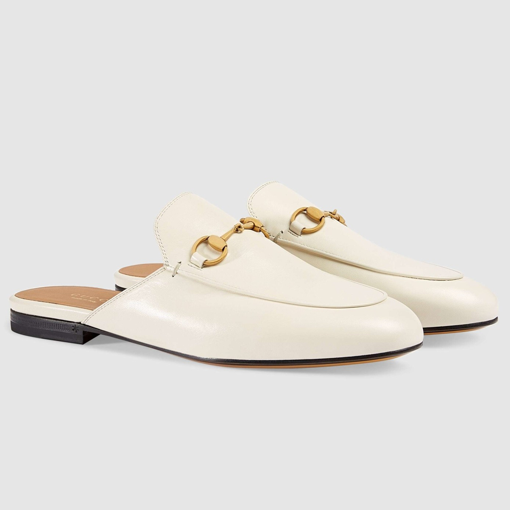 Gucci Women's Princetown Slippers in White Leather GGSS24295