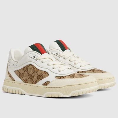 Gucci Women's Re-Web Sneakers in GG Canvas with White Leather GGSS24377