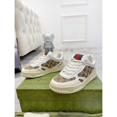 Gucci Women's Re-Web Sneakers in GG Canvas with White Leather GGSS24377