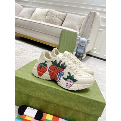 Gucci Women's Rhyton Sneakers With Strawberry Print GGSS24400