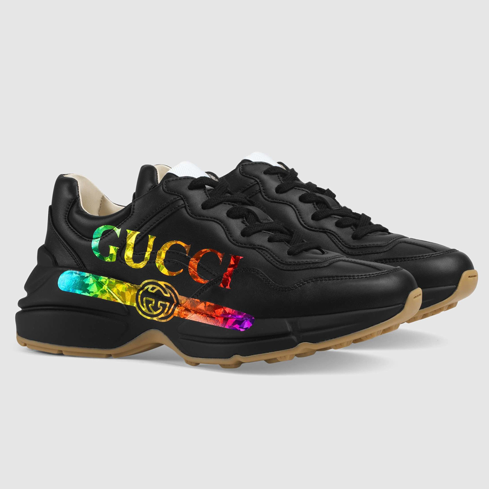 Gucci Women's Rhyton Sneakers with Iridescent Gucci Logo GGSS24396