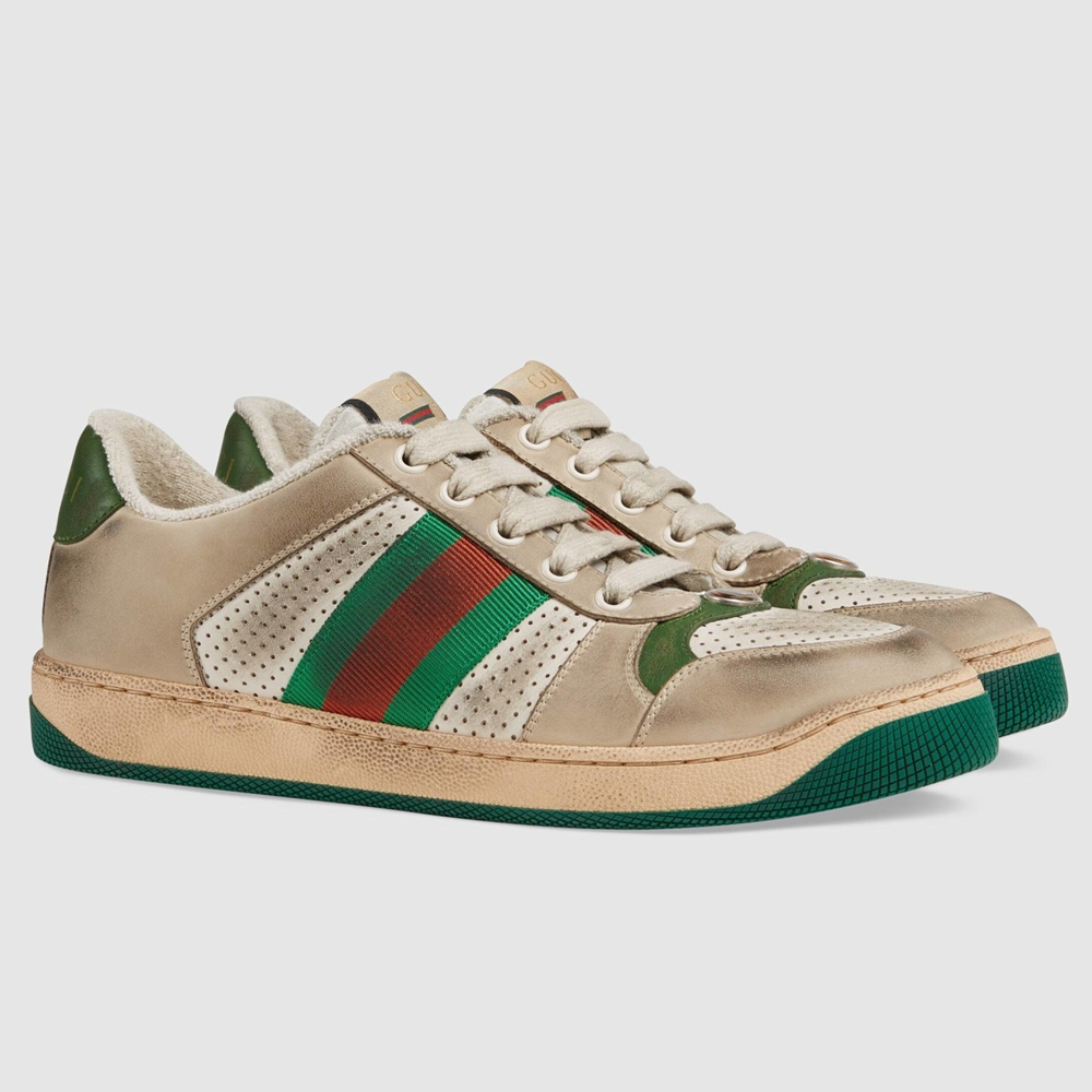 Gucci Women's Screener Sneakers in Distressed Leather GGSS24402