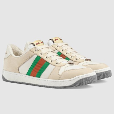 Gucci Women's Screener Sneakers in Leather and Nylon GGSS24403