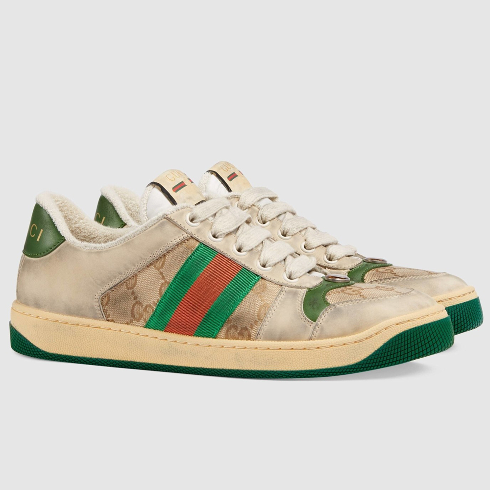 Gucci Women's Screener Sneakers with Green Details GGSS24404