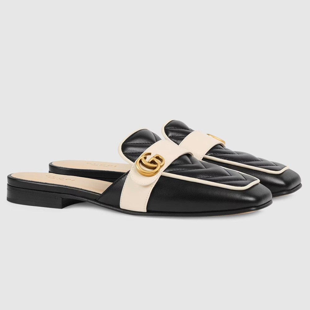 Gucci Women's Slippers in Black Leather with Double G GGSS24299