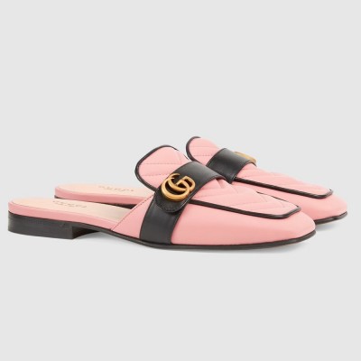 Gucci Women's Slippers in Pink Leather with Double G GGSS24300